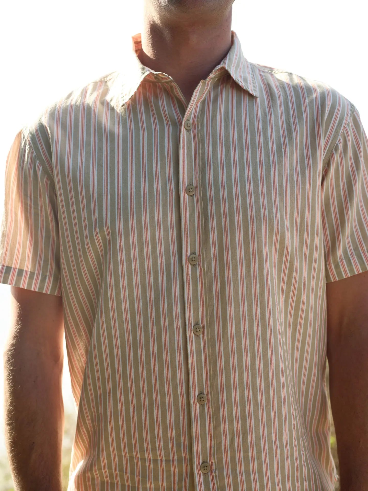 Men's striped short sleeve button down