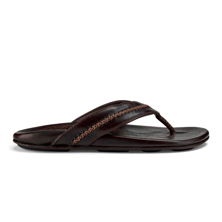 Olukai Mea Ola Mens 12 Dark Wood Leather Flip Flop Sandals 10166-7H7H Red Lining 10604_4834-001.png?width=750 main image 4