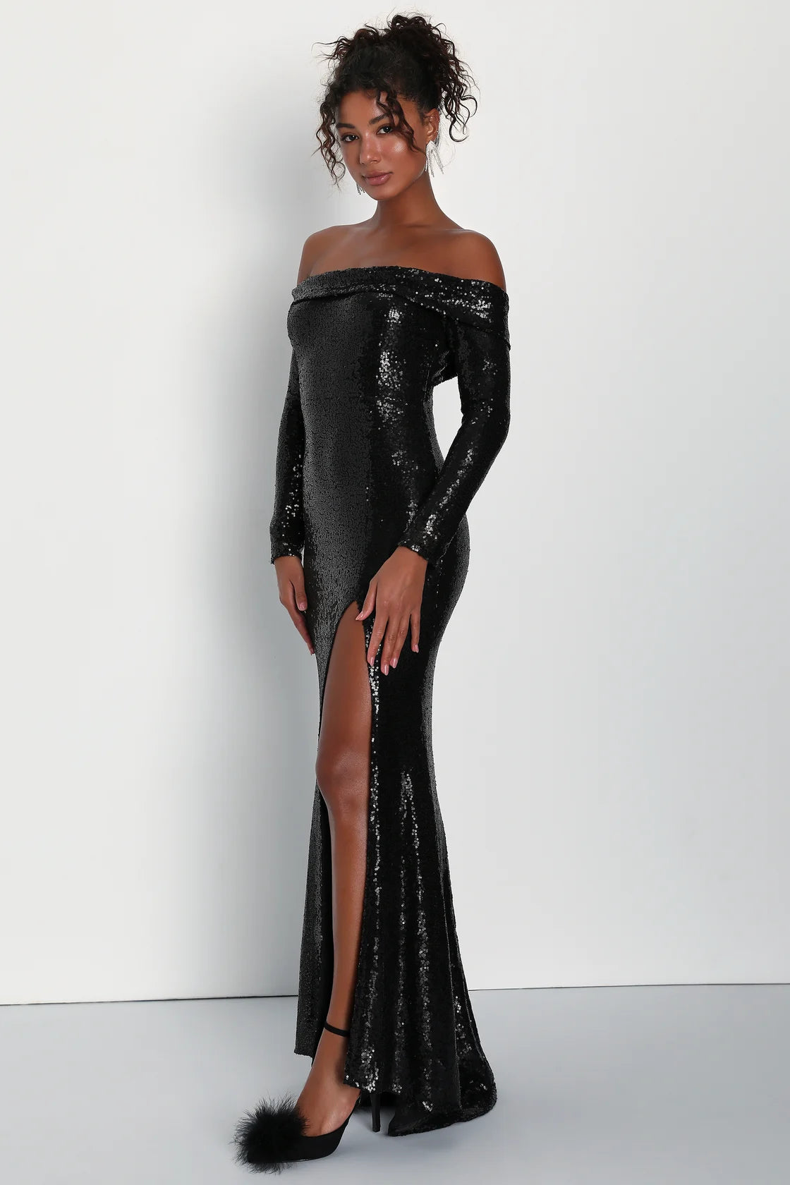 Lulus Party Icon Black Sequin Off-Shoulder Long Sleeve Maxi Dress | Harbour Thread Lulus Party Icon Black Sequin Off-Shoulder Long Sleeve Maxi Dress | Harbour Thread