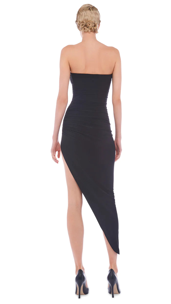 Norma Kamali Strapless Side Drape Gown