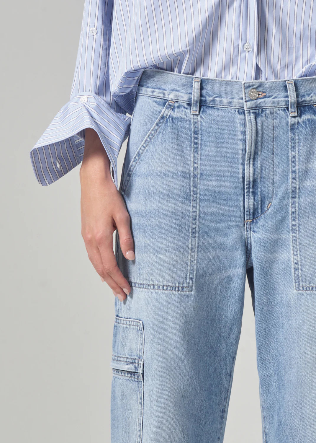 Front design detail on the Marcelle Low Slung Easy Cargo by Citizens Of Humanity