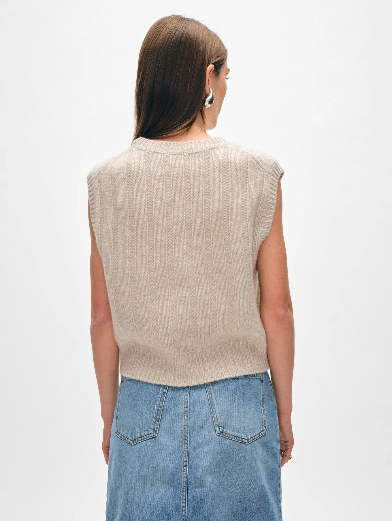 White + Warren Cashmere Marled Wide Rib Shell