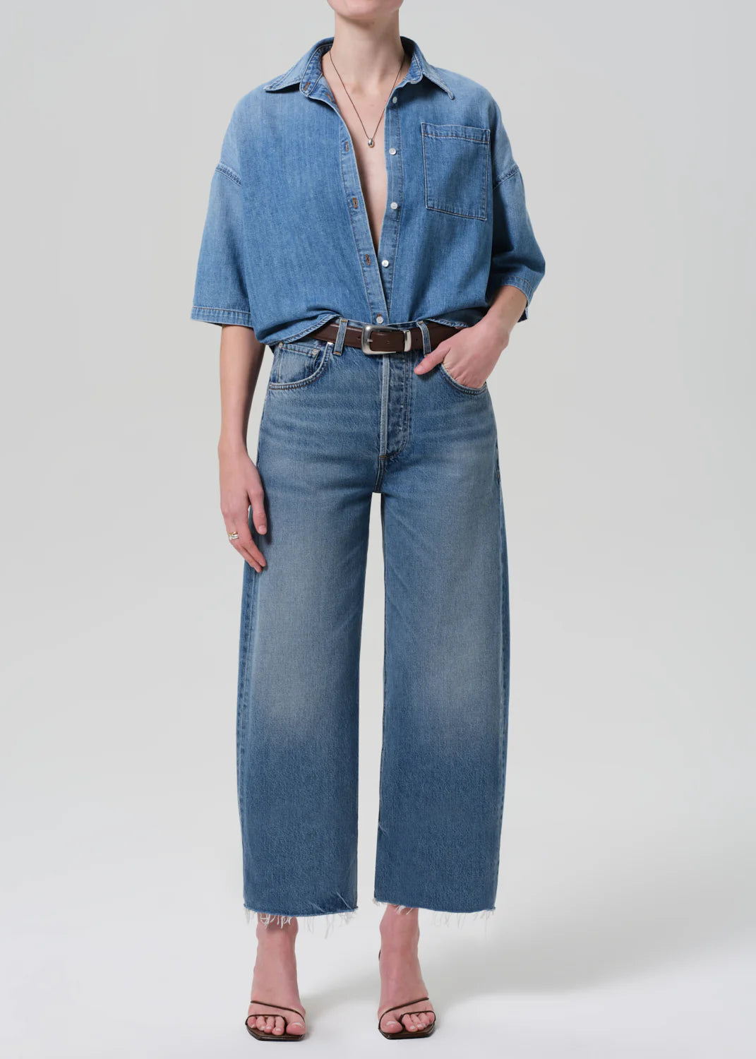 The Citizens Of Humanity Ayla Raw Hem Crop in the medium wash Telegraph