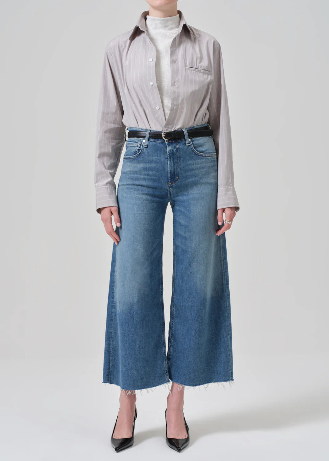 Women's vintage faded indigo wide leg cropped jeans from Citizens Of Humanity, sold at Harbour Thread.