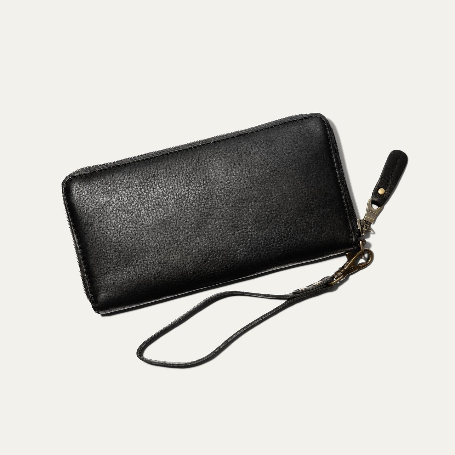 Back of the Will Leather Goods Zip Around Clutch in Black