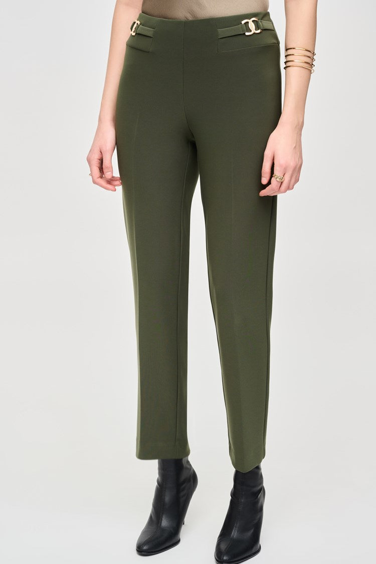 Front view of the Iguana Bonded Silk Straight-Leg Pants by Joseph Ribkoff