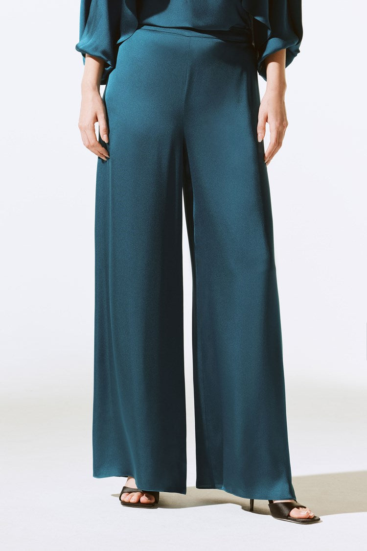 Joseph Ribkoff Satin Wide Leg Pants Twilight Harbour Thread