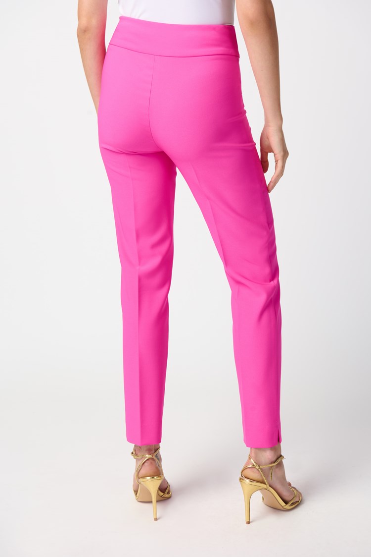 Back view of Joseph Ribkoff's Ultra Pink Lux Twill Slim-Fit Pull-On Pants