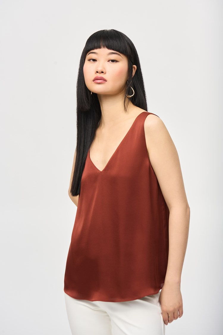 The Cinnamon Satin Straight Sleeveless Top by Joseph Ribkoff