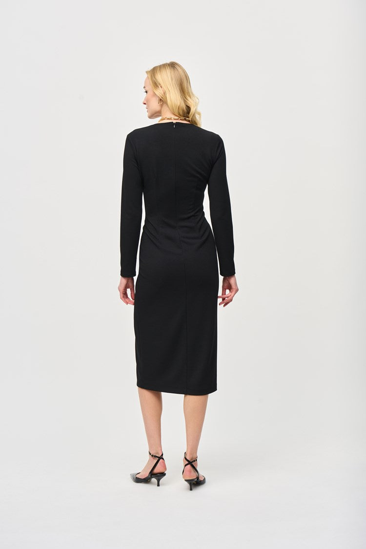Back view of the Black Scuba Crepe Sheath Dress by Joseph Ribkoff