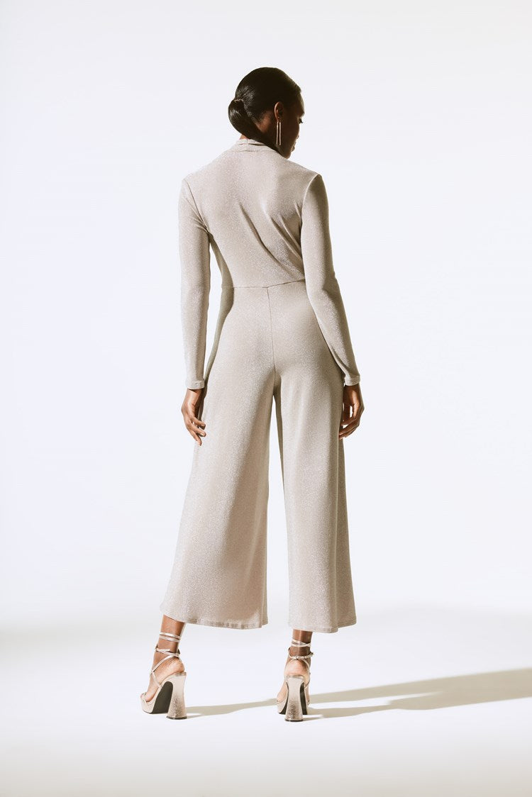Back view of the Shiny Knit Wide Leg Jumpsuit by Joseph Ribkoff
