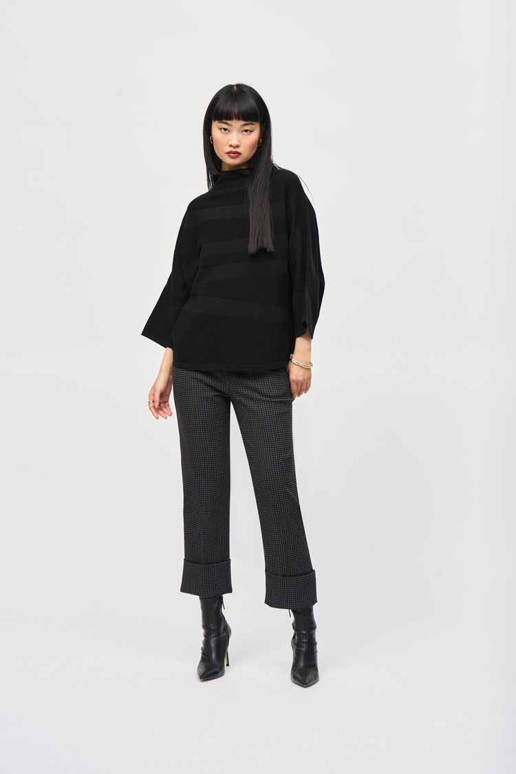 Outfit styled with the Black Sweater Knit Mock Neck Boxy Top by Joseph Ribkoff