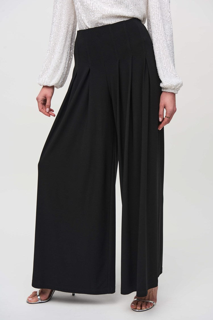 Front view of the Black Silky Knit Wide-Leg Pull-On Pant by Joseph Ribkoff