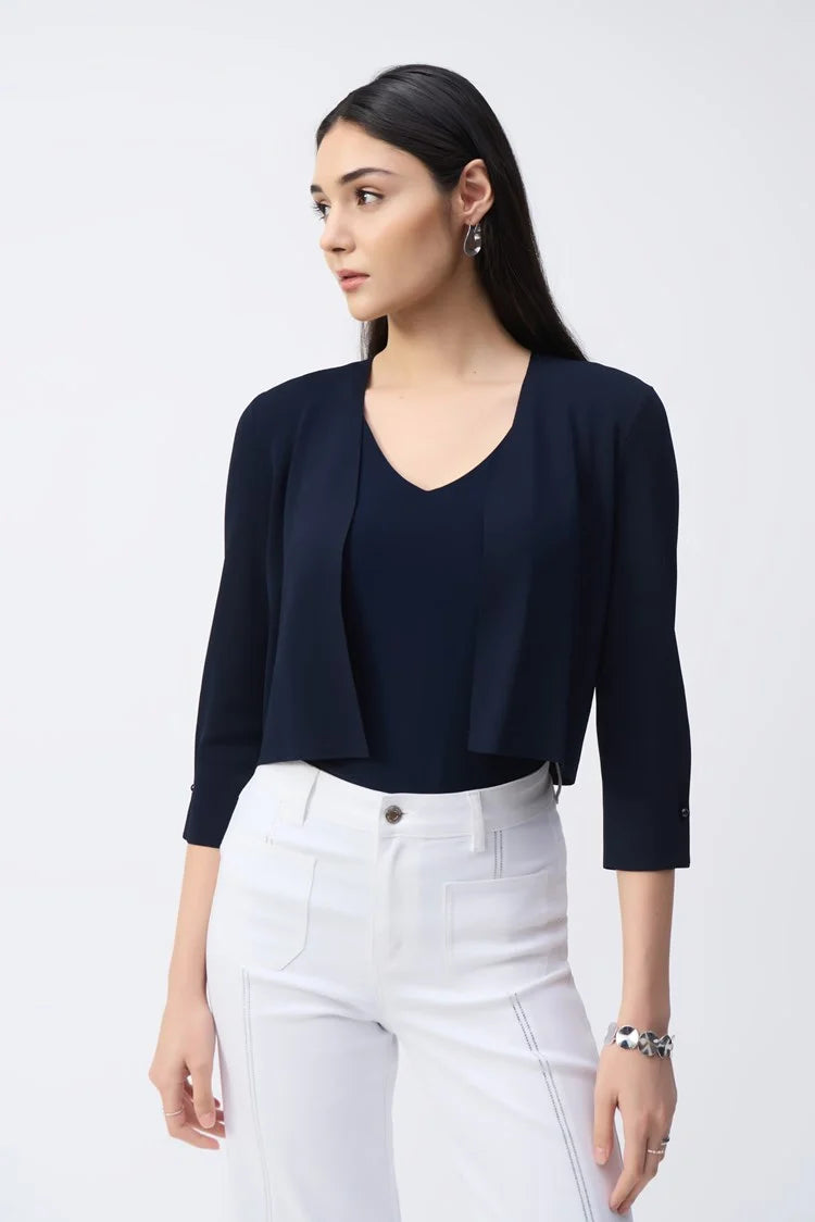 Joseph Ribkoff's Sweater Knit Cover-Up with Pearl Ornament