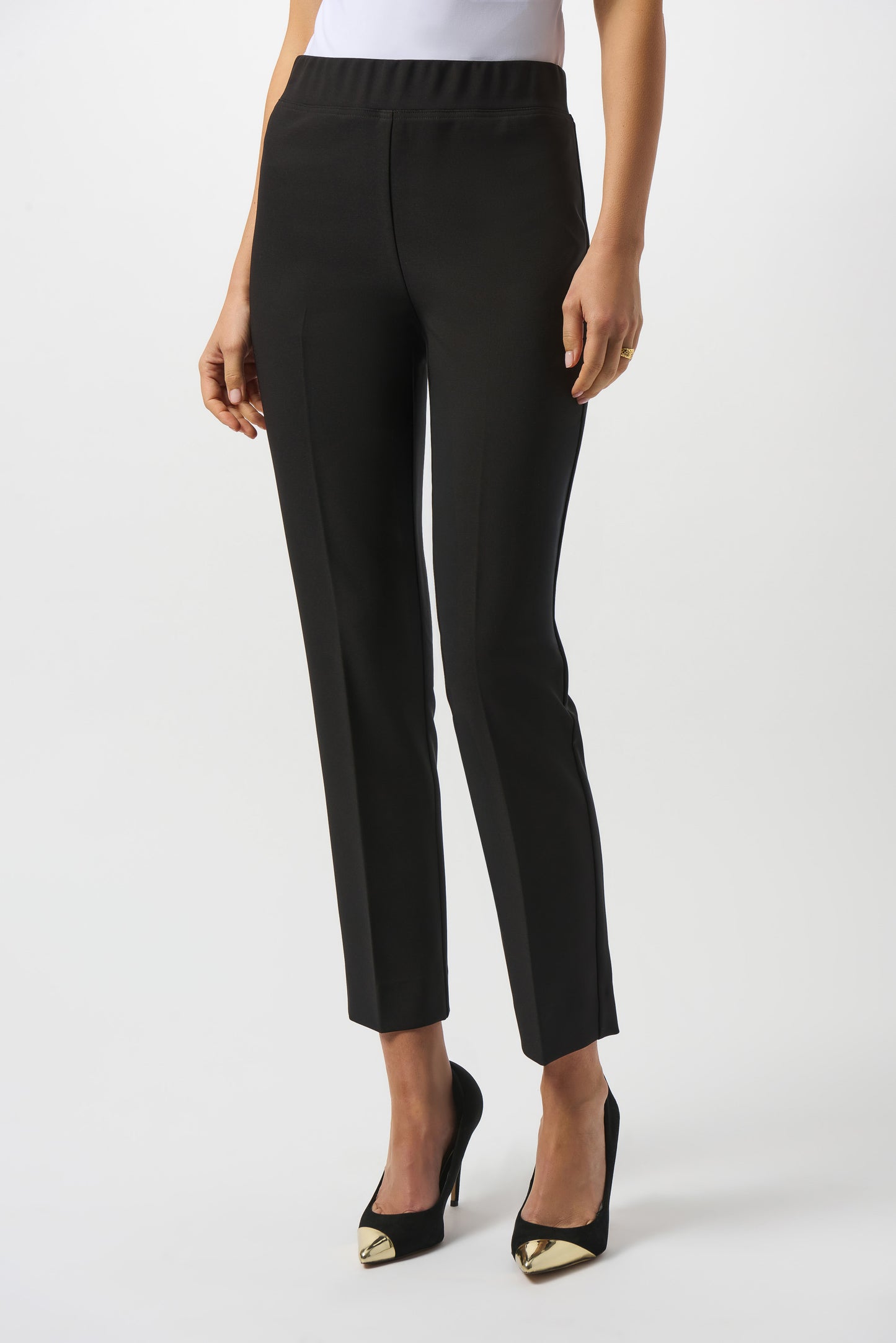 Black Lux Twill Straight Leg Pull-On Pants by Joseph Ribkoff