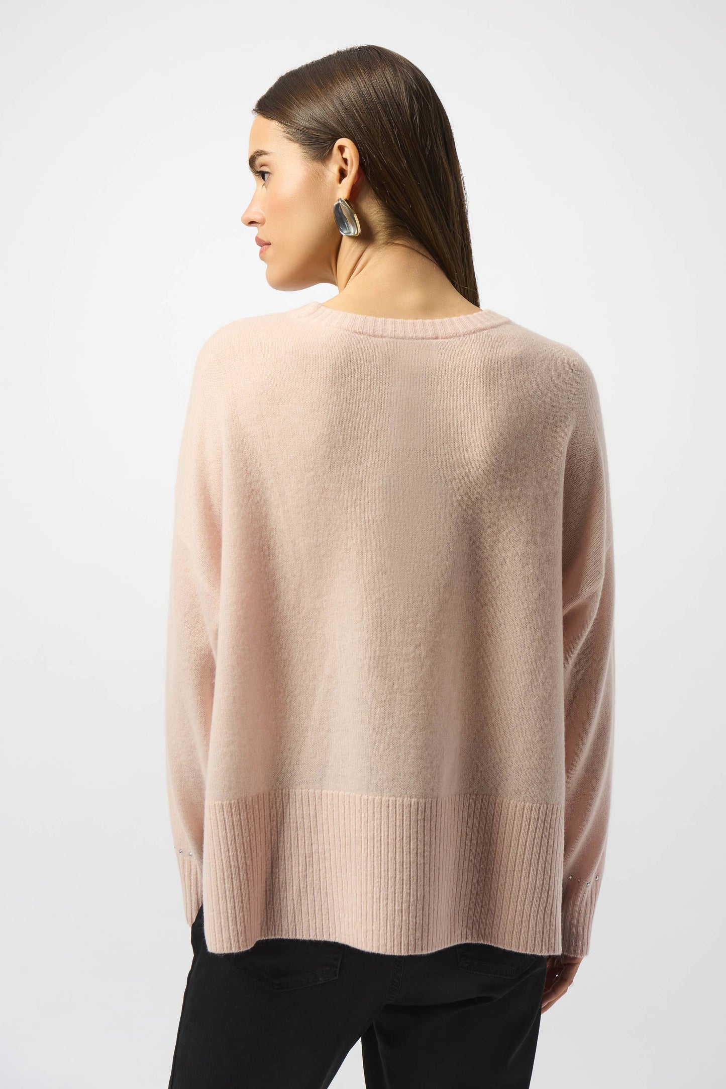 Joseph Ribkoff Cashmere Crew Neck Top with Stud Detailing