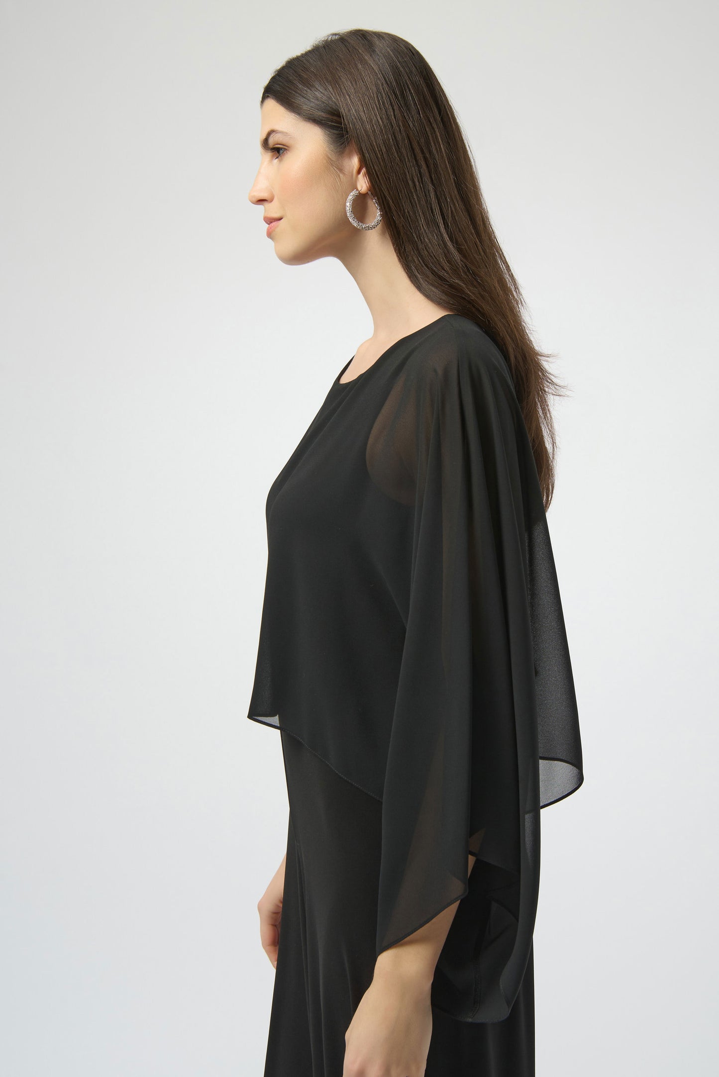 Joseph Ribkoff Silky Knit and Chiffon Wide Leg Jumpsuit