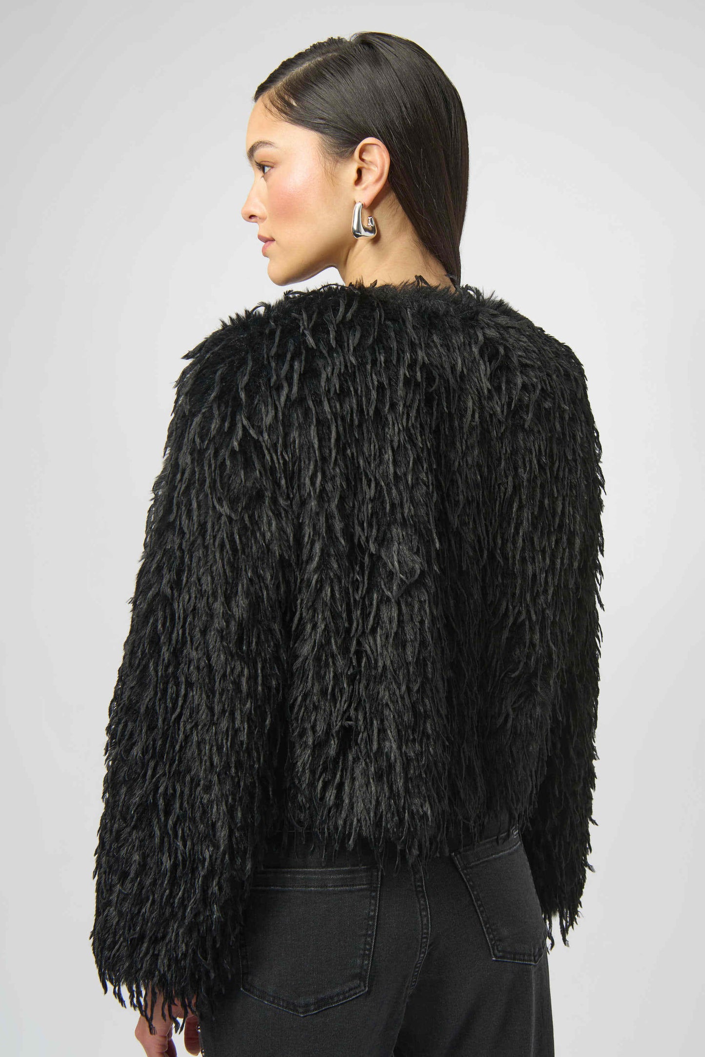 Joseph Ribkoff Faux Fur Collarless Boxy Jacket