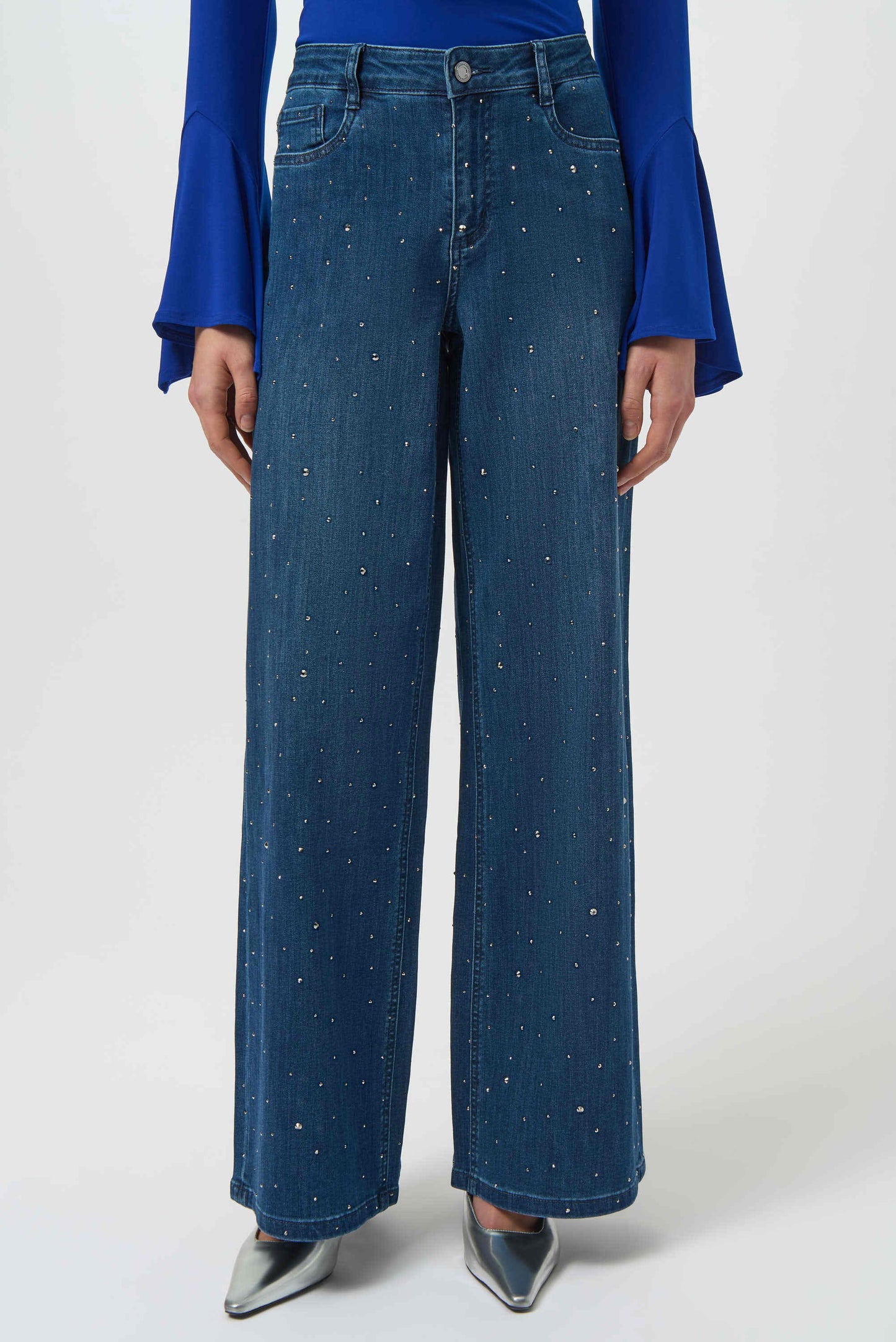 Joseph Ribkoff Classic Wide Leg Jeans with Rhinestones