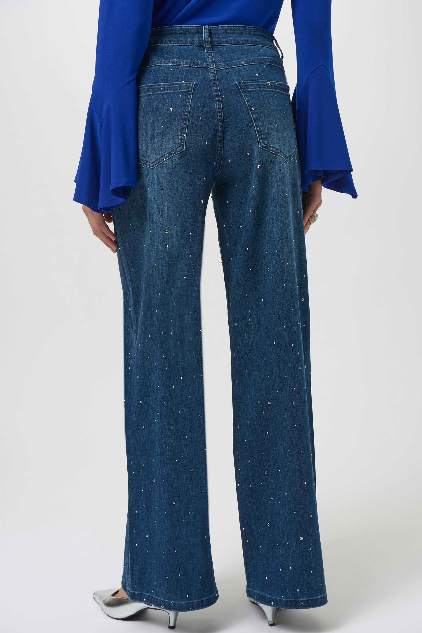 Joseph Ribkoff Classic Wide Leg Jeans with Rhinestones