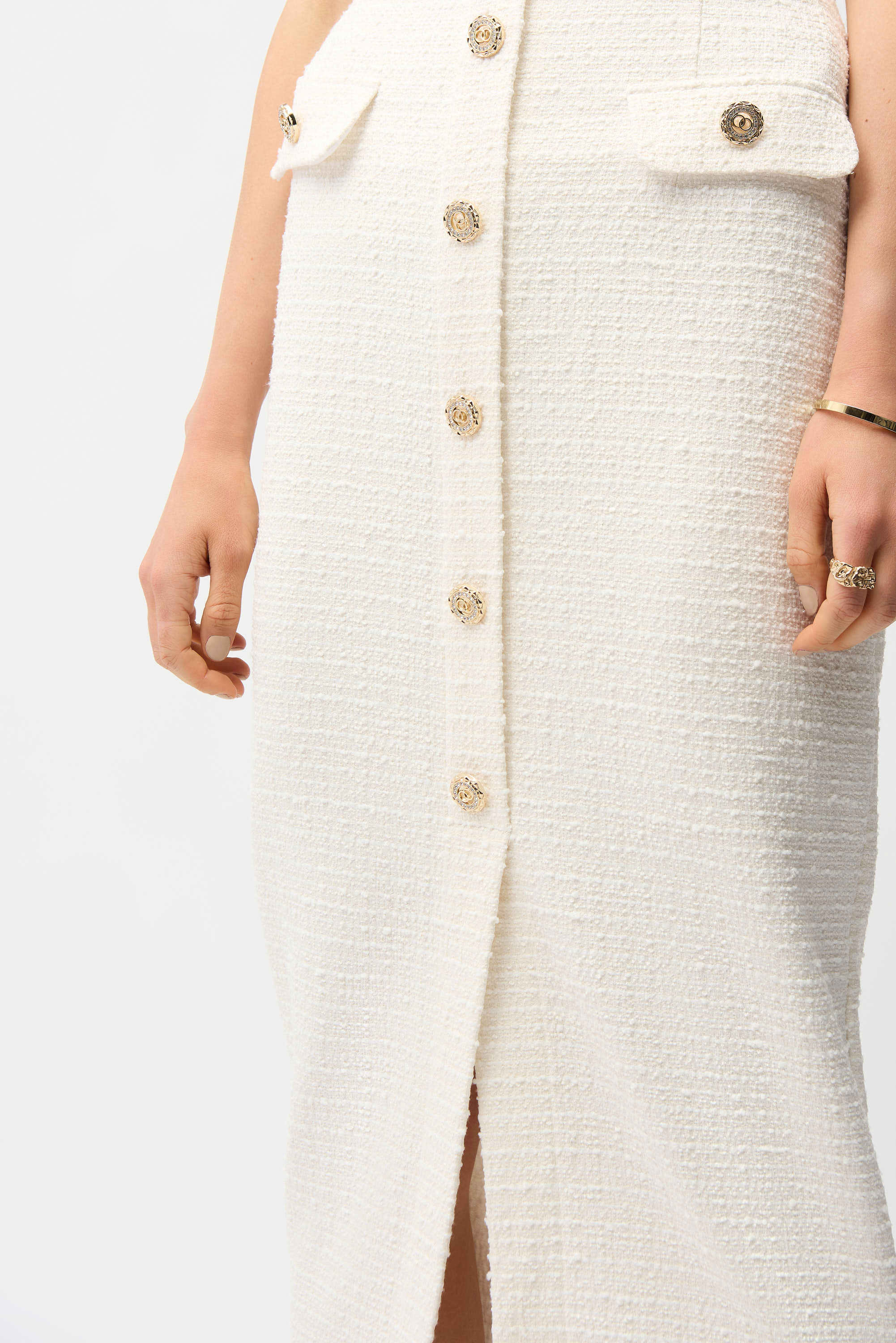 Joseph Ribkoff Bouclé Pencil Skirt With Gold Buttons | Harbour Thread