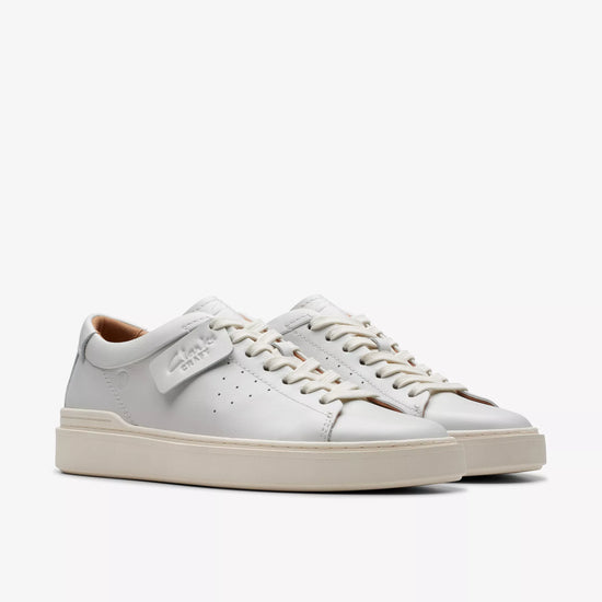 The Clarks Craft Swift Sneaker in the color White Leather