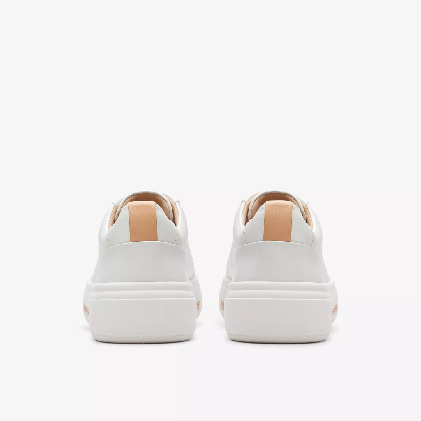 Back view of the Clarks Off White Leather Hollyhock Walk Women's Sneaker