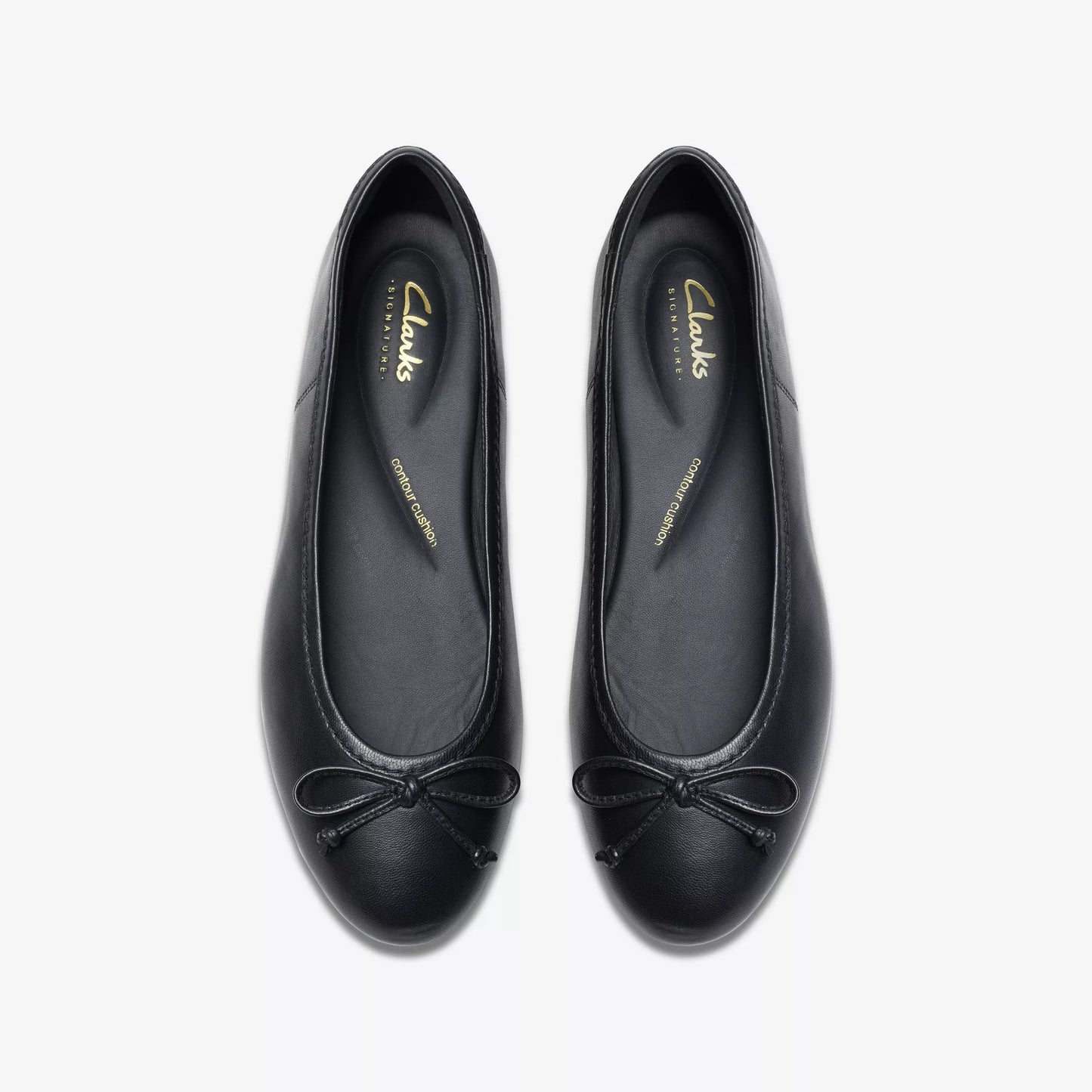Top view of the Clarks Black Leather Fawna Lily Ballet Shoe