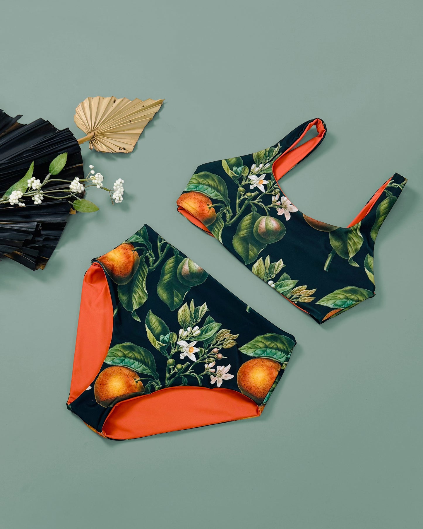 Saturday Swimwear x Harbour Thread Cleo Square Neck Top - Midnight Citrus