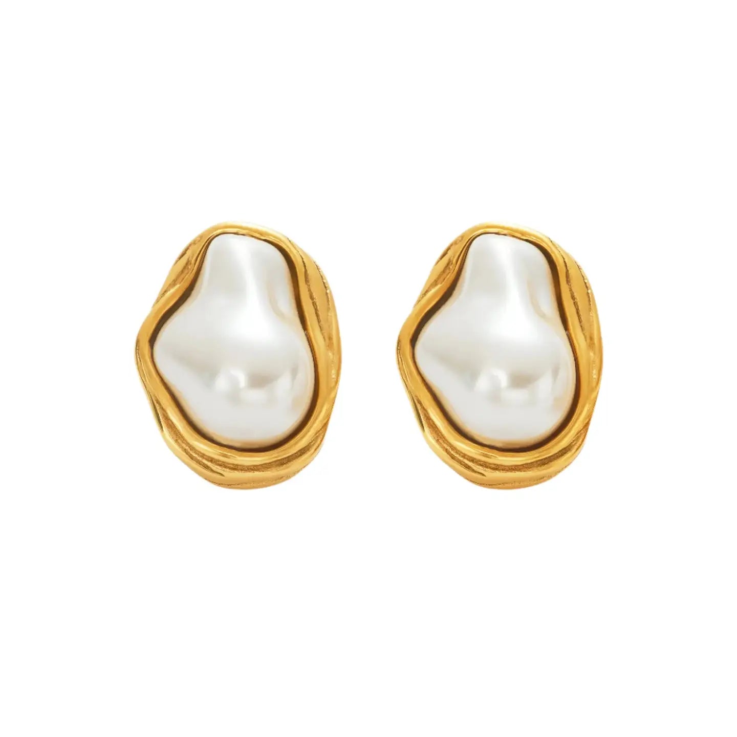 Shop the Irregular Shape Pearl Stud Earrings by Liv Bella Vita at Harbour Thread boutique