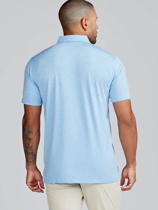 Back view of the Polar Heather Cloud Lightweight Polo by Tasc Performance