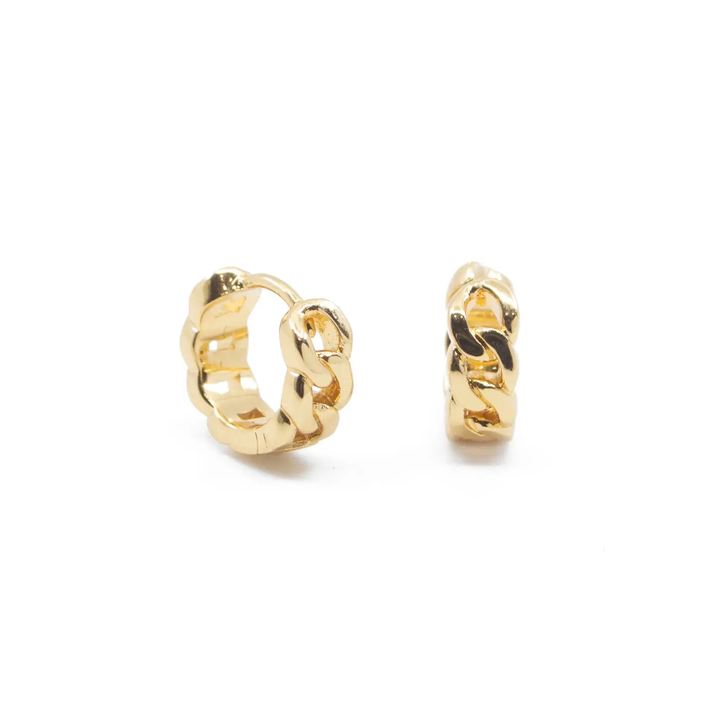 The Shop the Chain Link Huggie Hoops by The Land Of Salt.