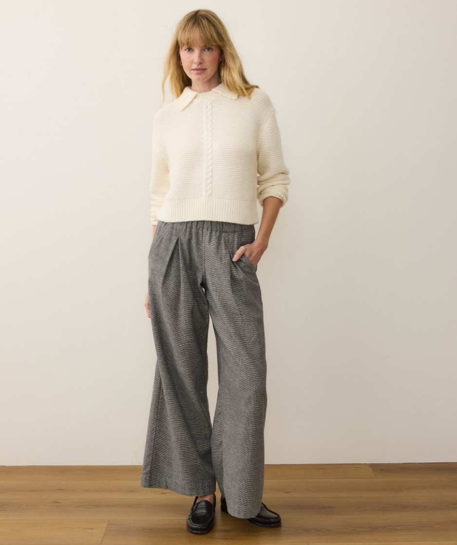 Marine Layer Everly Cable Knit Sweater Polo