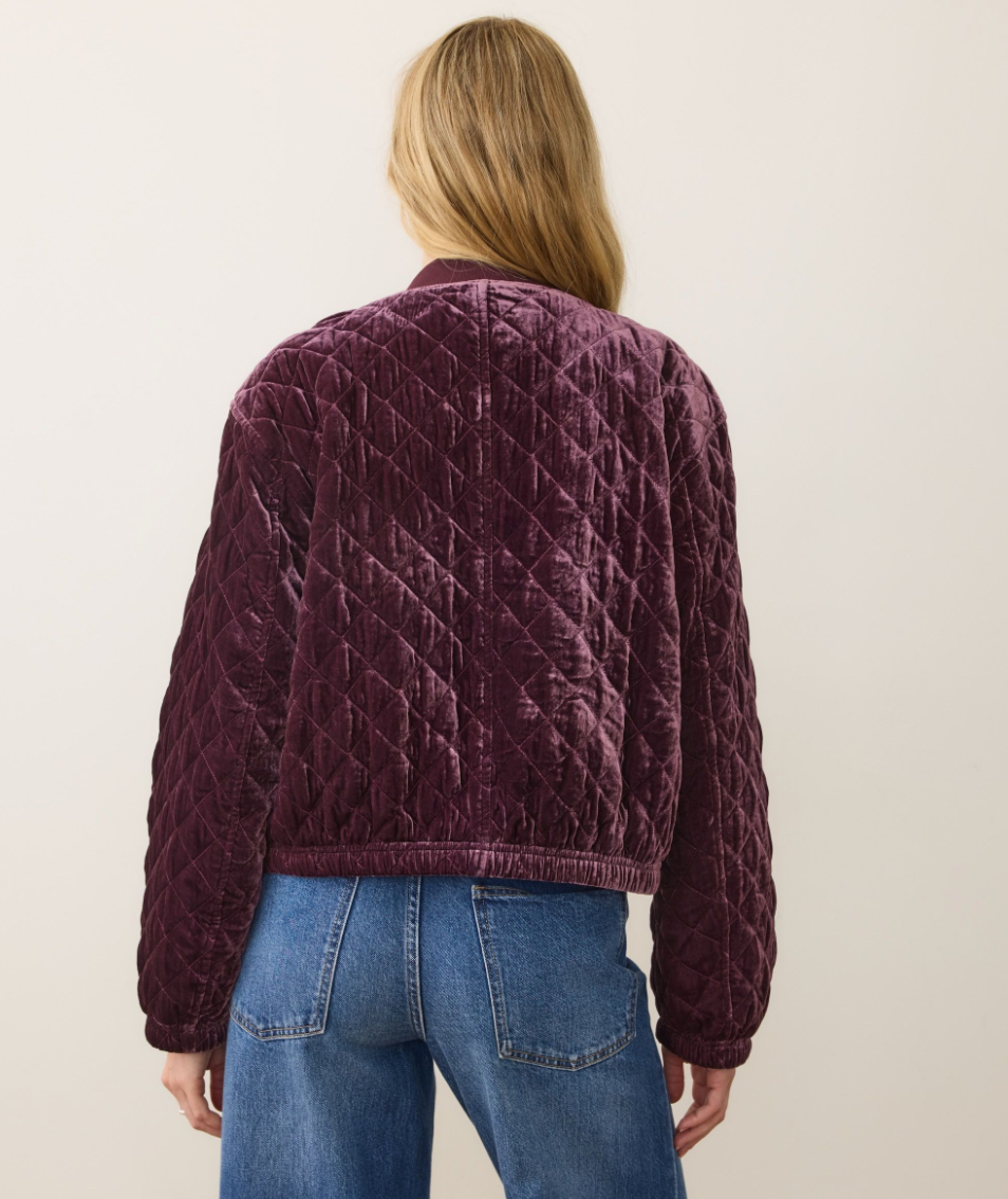 Marine Layer Anita Velvet Quilted Bomber