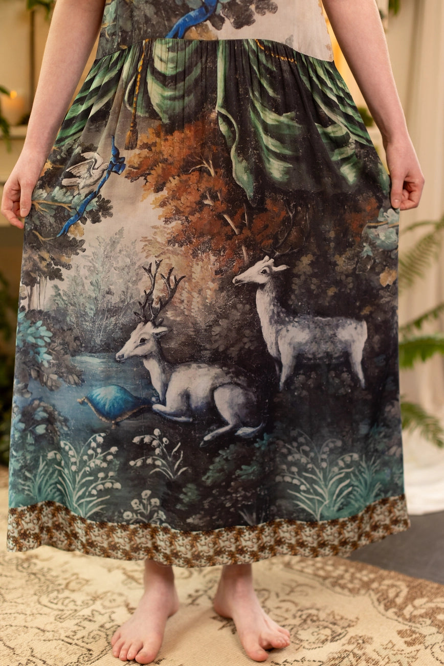 Skirt with deer and nature print
