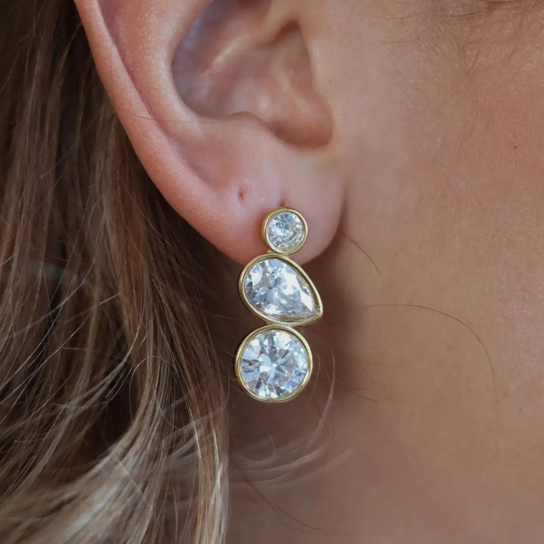 Liv Bella Vita Alexandra Triple Diamond Zircon Drop Earring