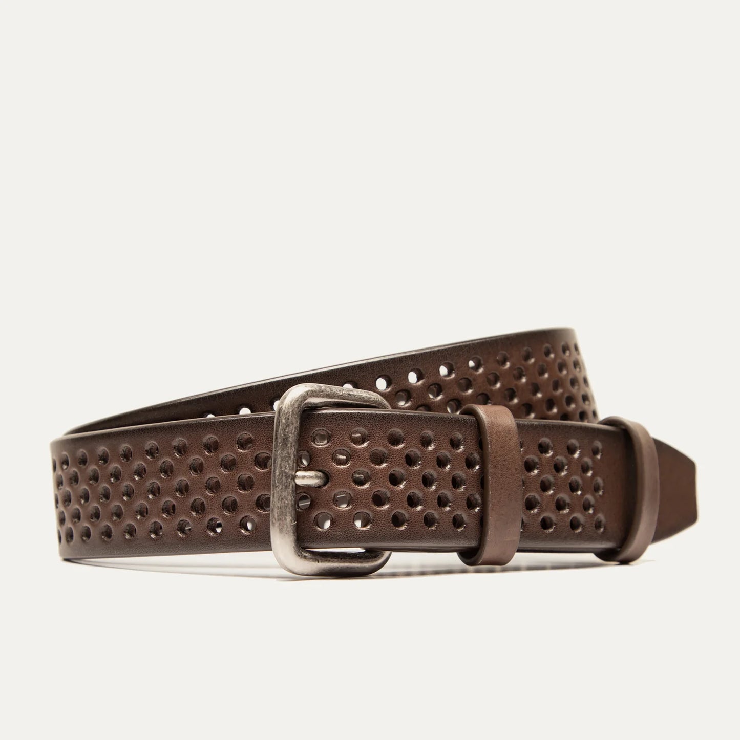 Will Leather Goods Perforated Jean Belt - Brown