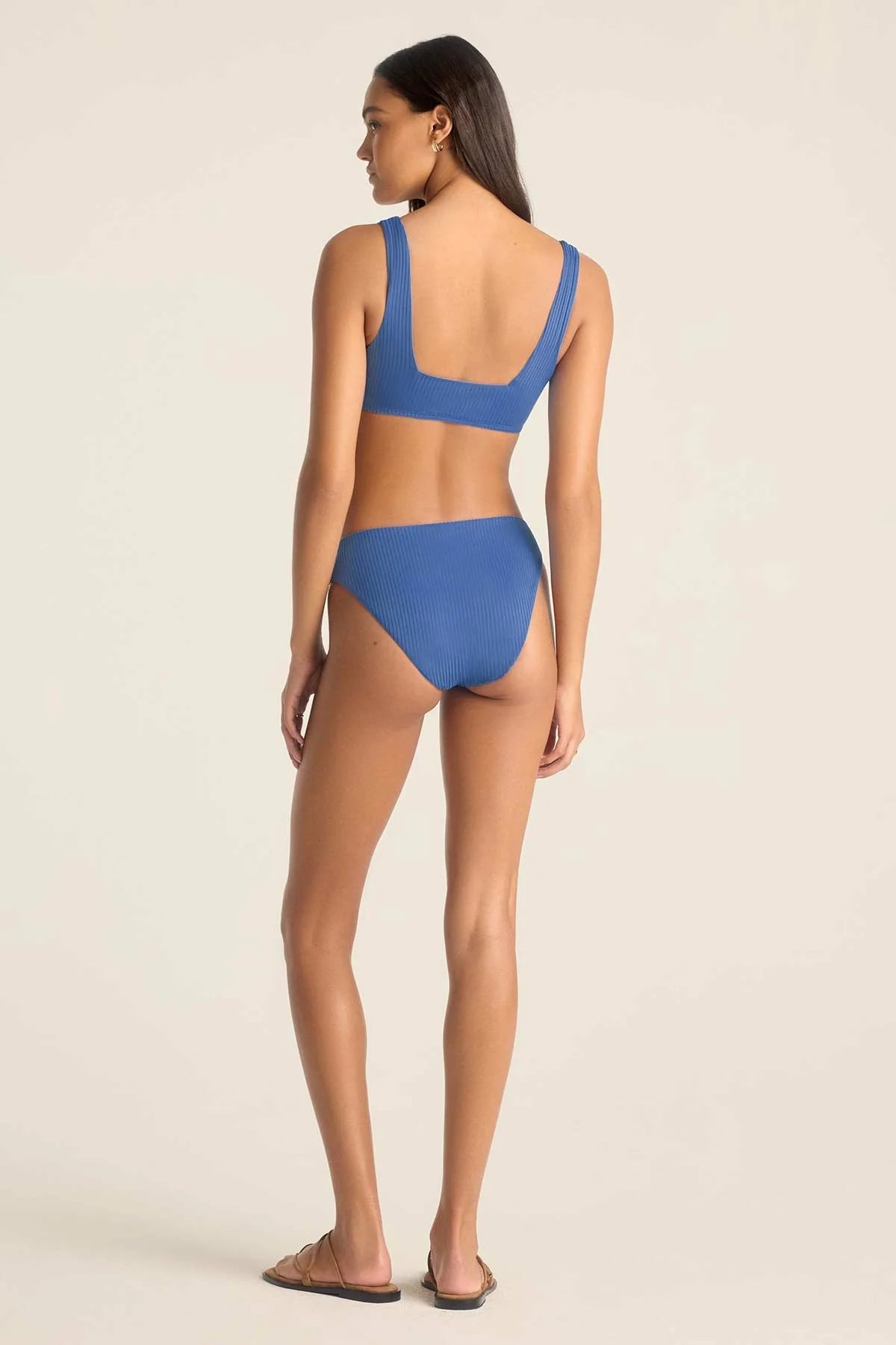 Blue ribbed square neck and back bikini top from Vitamin A
