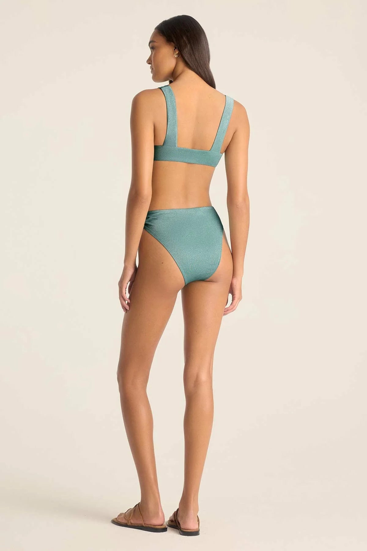 The Vitamin A Lolita Bottoms with matching top in an aqua metallic color