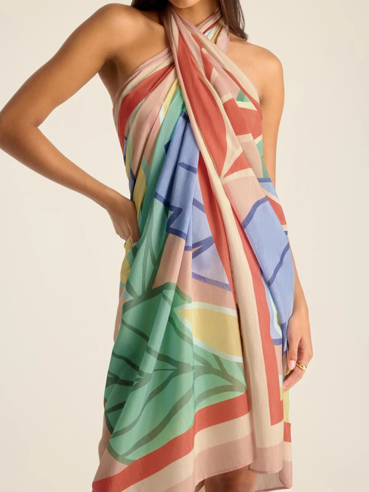 The Vitamin A Samara Sarong is large enough to tie around your waist, bust or neck