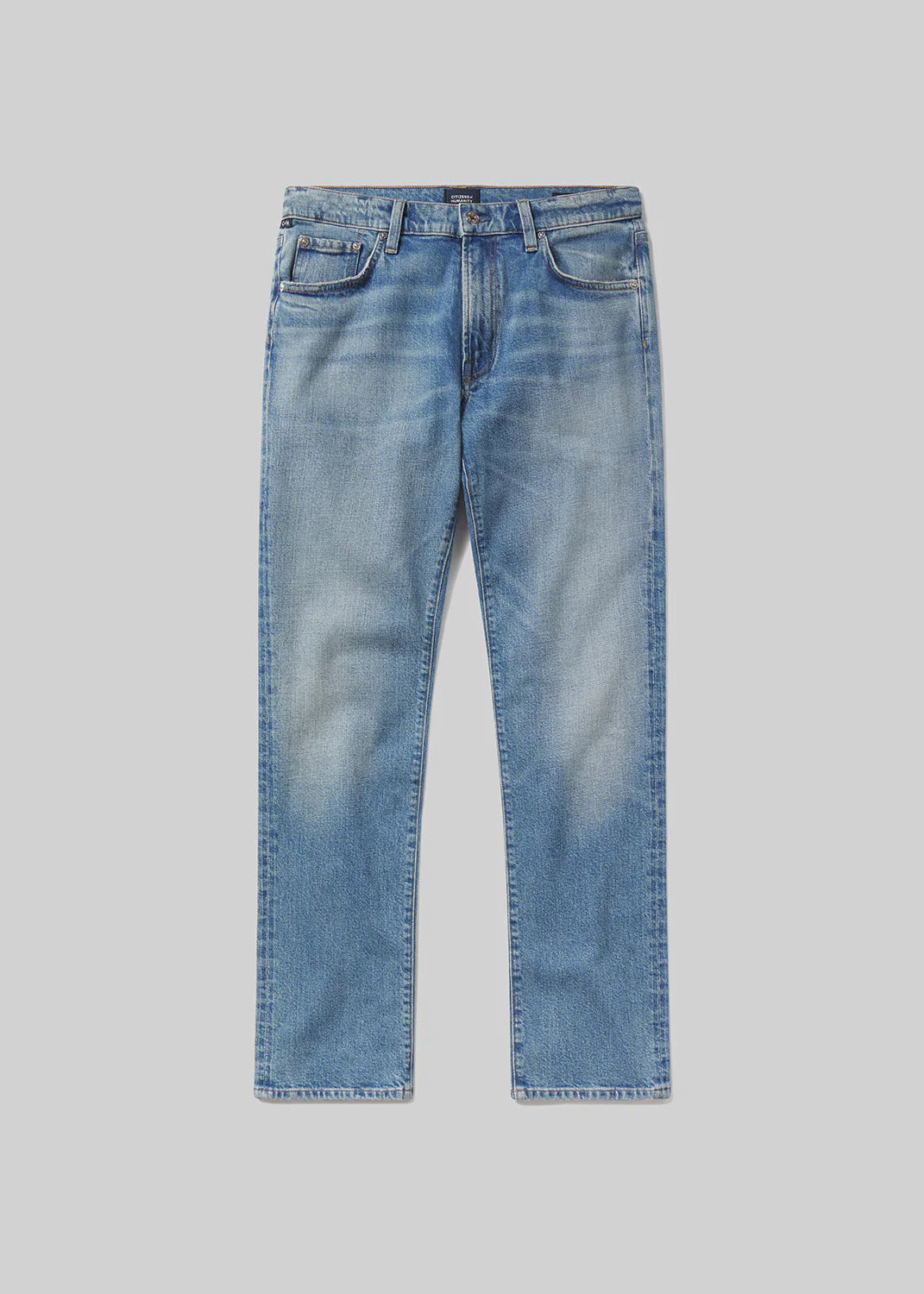 These light wash slim straight men's jeans from Citizens of Humanity are crafted from a heavyweight comfort stretch denim