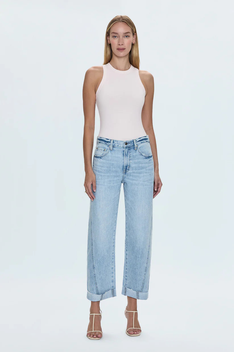The Pistola Kacey Mid Rise Cuffed jeans offers a fit that's both relaxed and flattering for every occasion. Find them at Harbour Thread women's boutique.