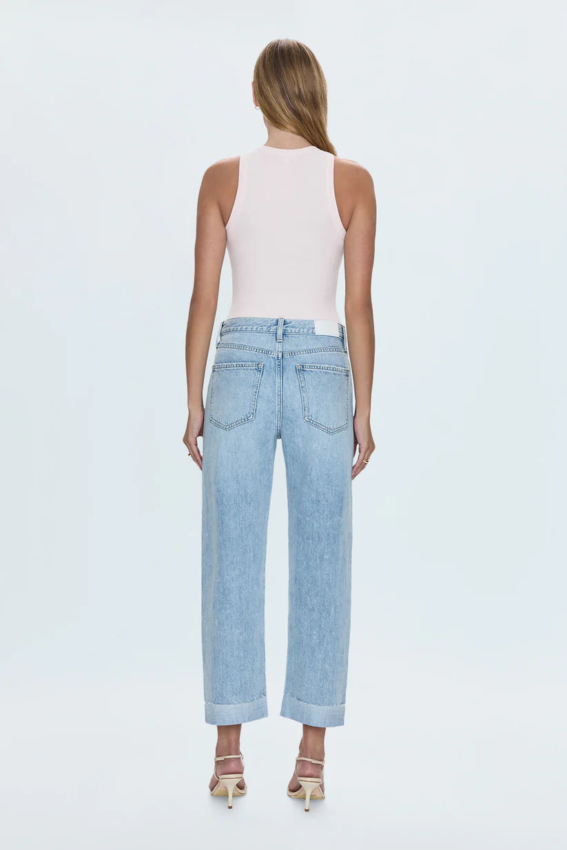 Straight leg silhouette women's jeans from Pistola with cuffed hem