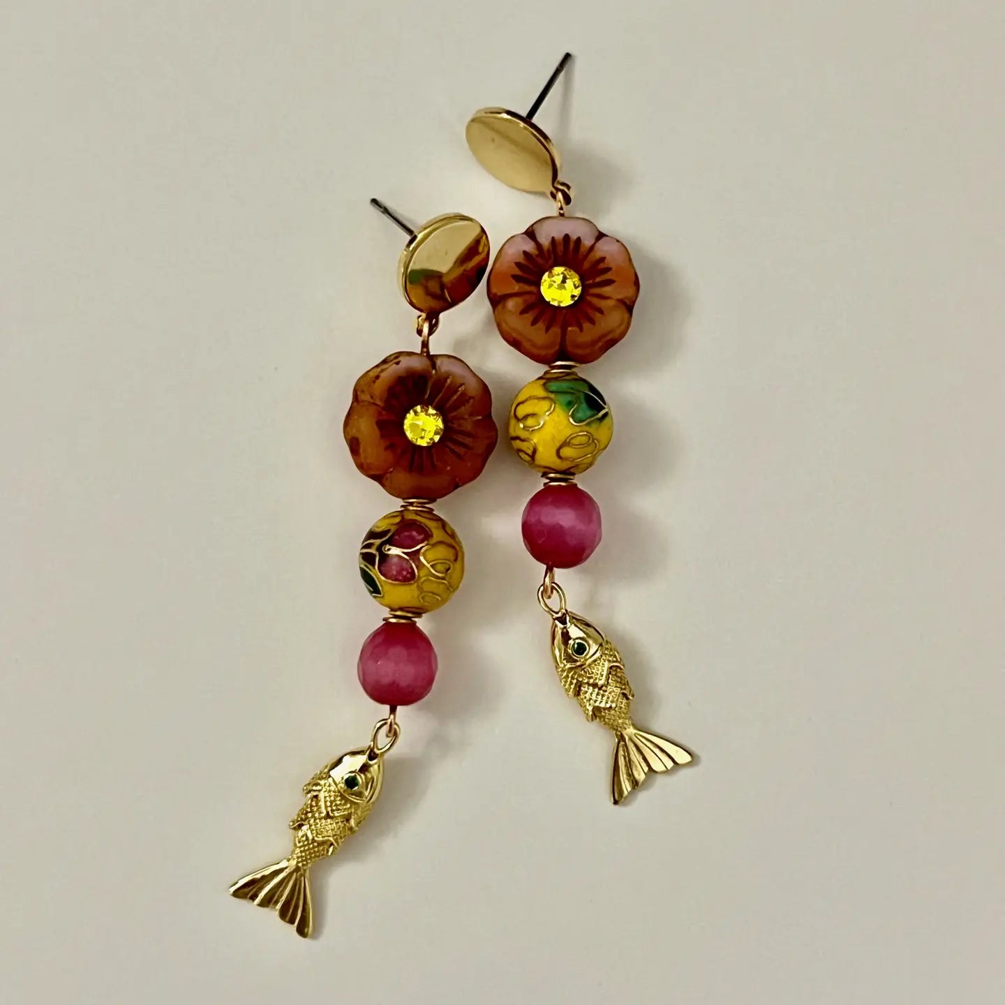 The uniquely charming Sandrine France Studio Plumeria Earrings