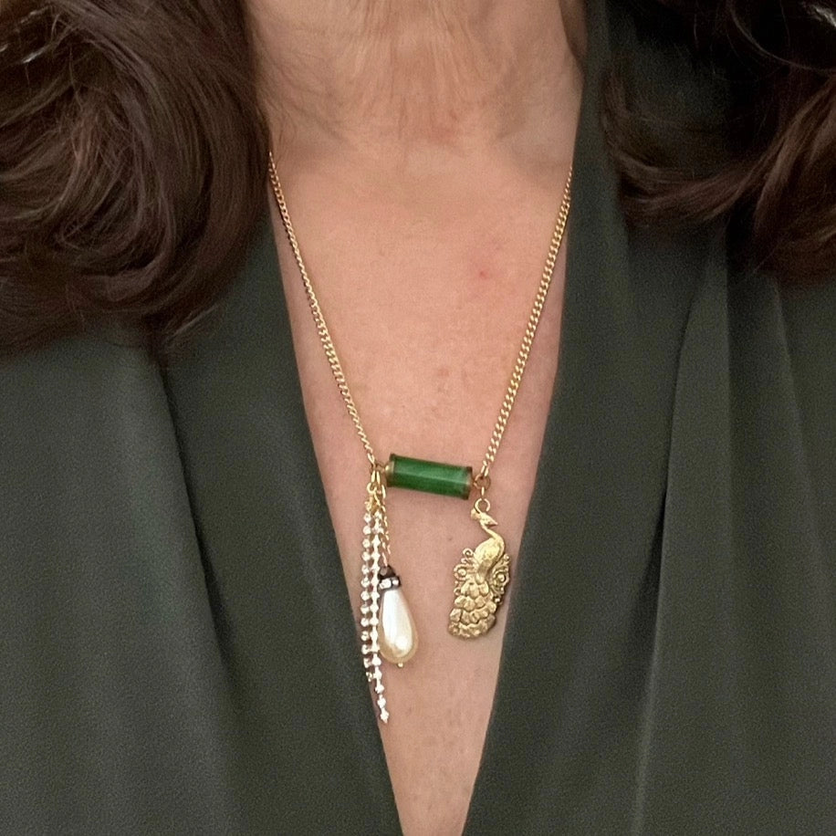 Vintage mixed pendant necklace by Sandrine France Studio