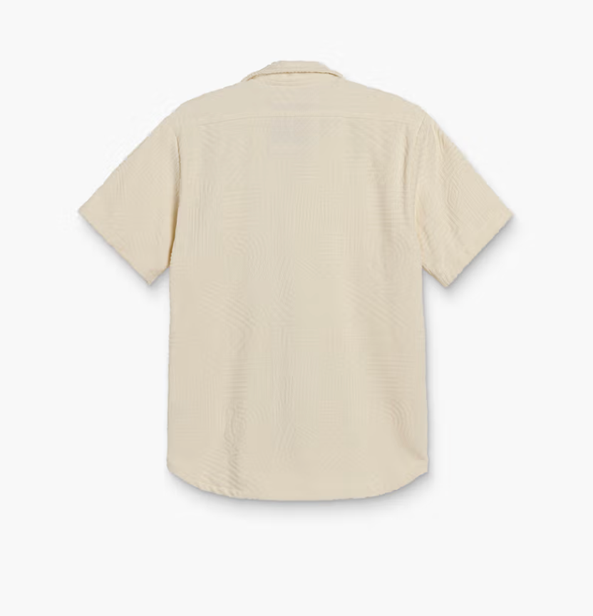 The OAS Cream Golconda Cuba Terry Shirt at Harbour Thread is crafted from a heavyweight jacquard-woven terrycloth