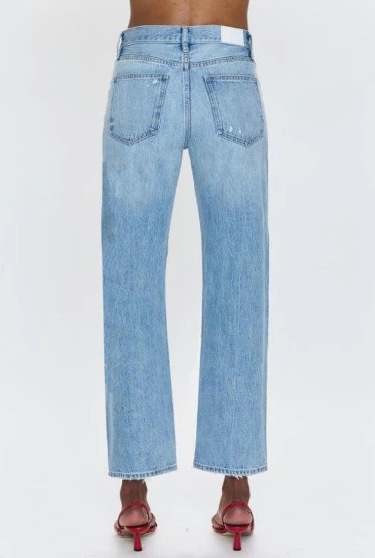 The PISTOLA Lexi Mid Rise Bowed Straight have a flattering silhouette to pair with your favorite tops