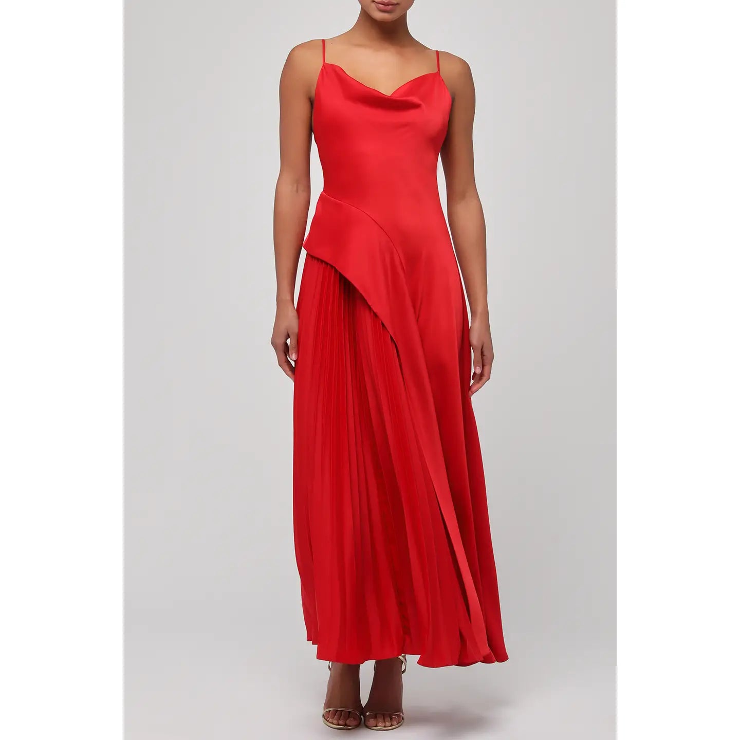 The Lulus Raisa Pleated Side Maxi Dress is available at Harbour Thread in the color red