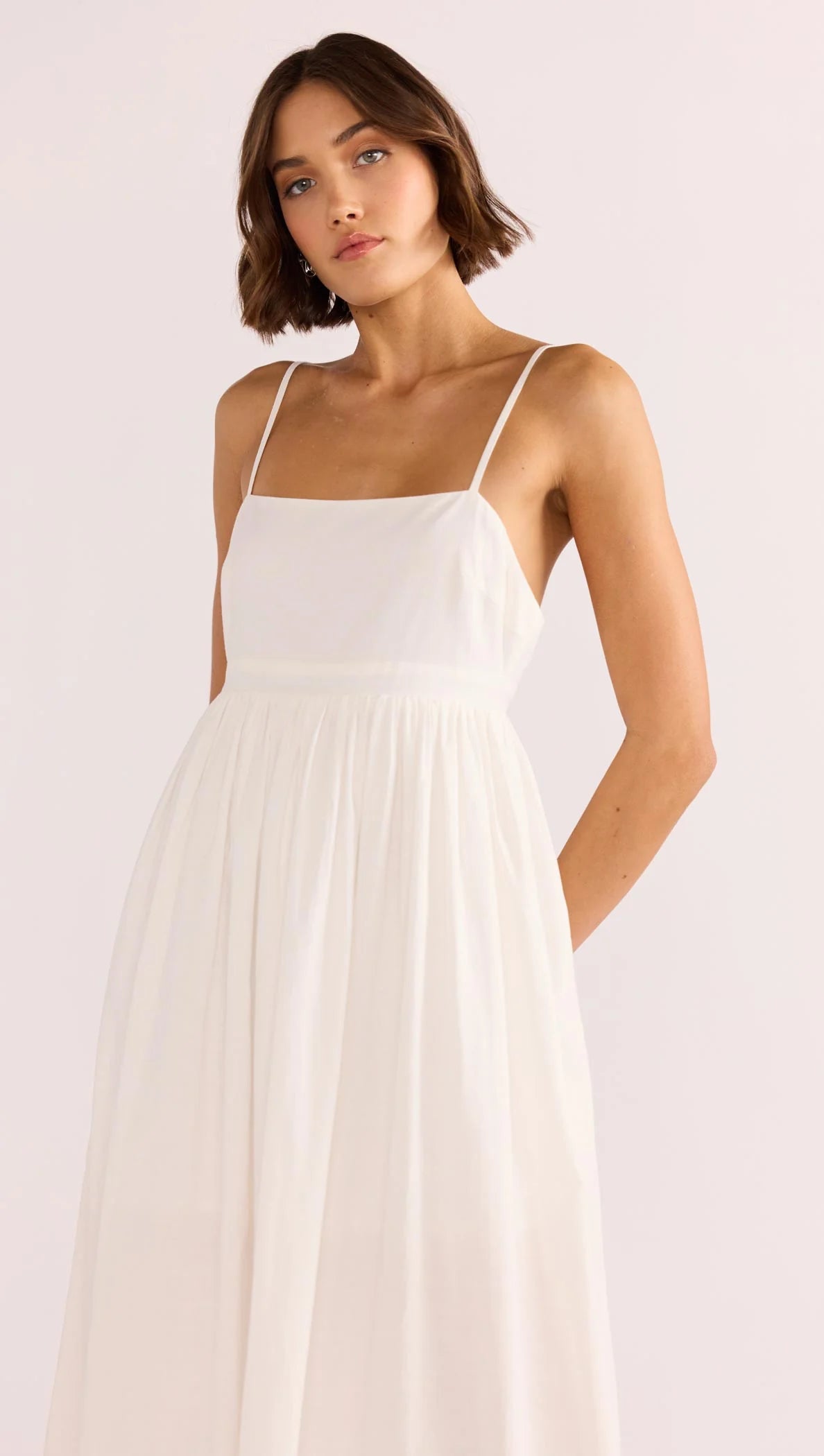 white babydoll midi dress MINKPINK Isadora Embroidered Midi Dress