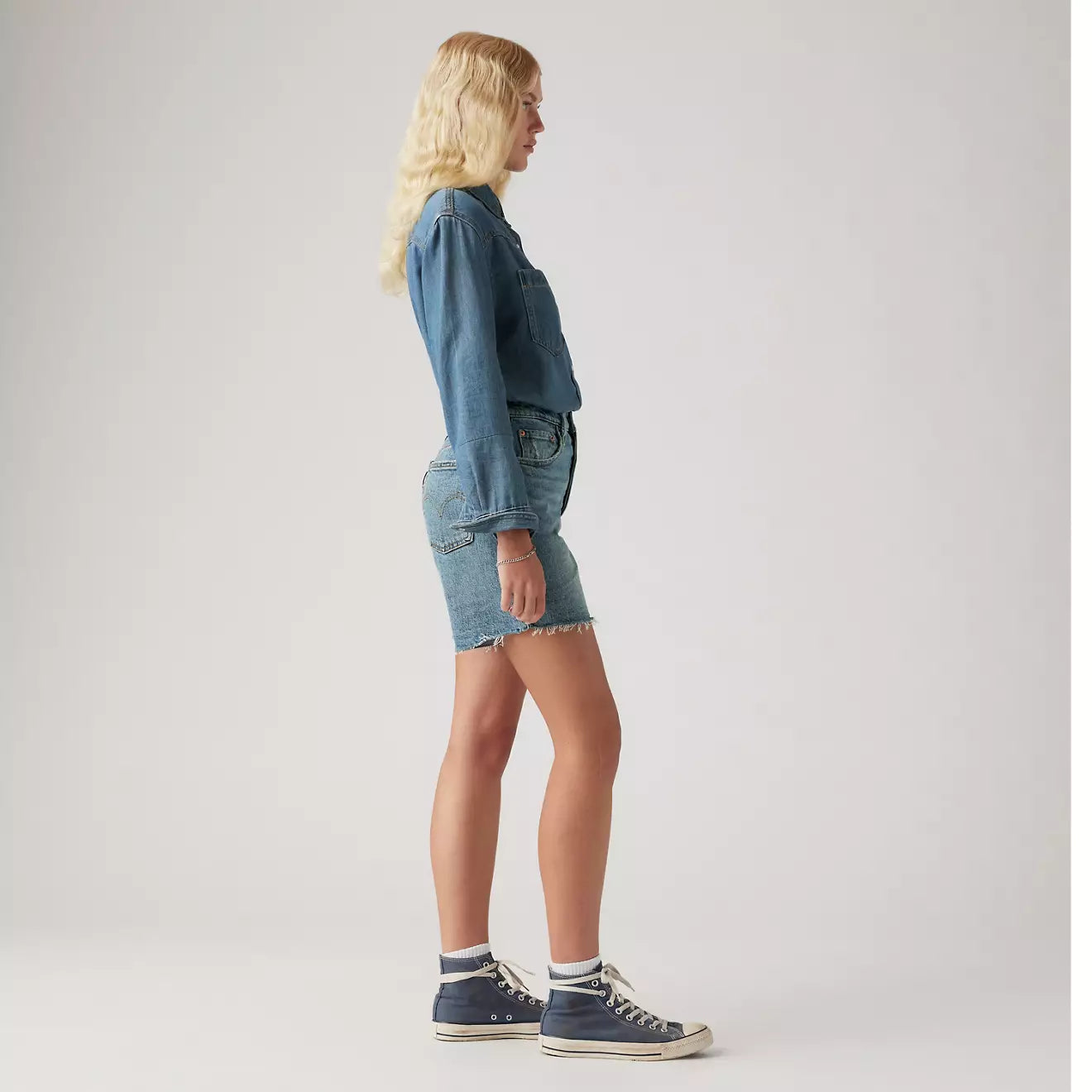Women's mid-thigh denim cutoff shorts from Levi's at Harbour Thread